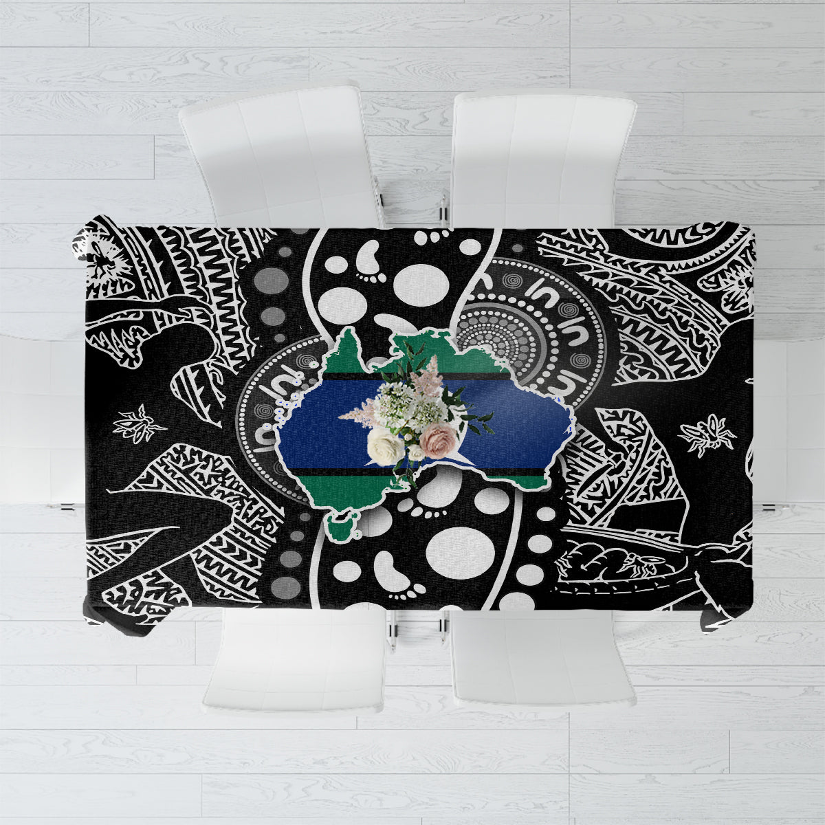 Torest Trait Islands Map Mix Aboriginal Pattern Tablecloth