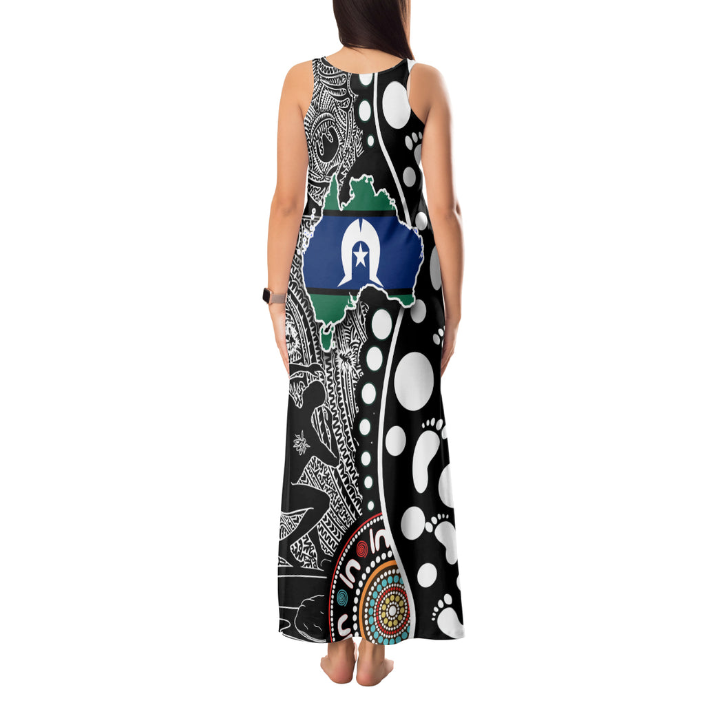 Torest Trait Islands Map Mix Aboriginal Pattern Tank Maxi Dress