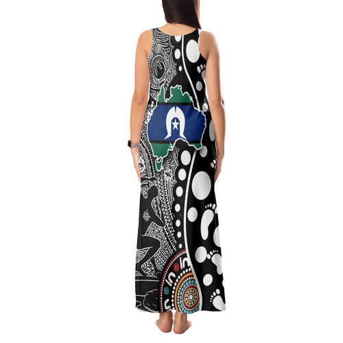 Torest Trait Islands Map Mix Aboriginal Pattern Tank Maxi Dress