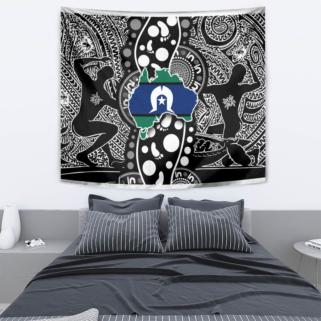Torest Trait Islands Map Mix Aboriginal Pattern Tapestry