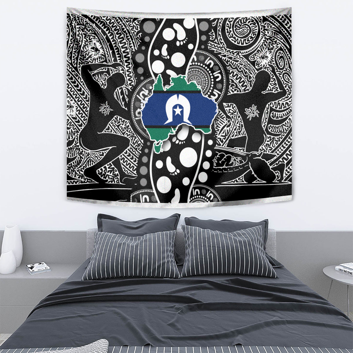 Torest Trait Islands Map Mix Aboriginal Pattern Tapestry