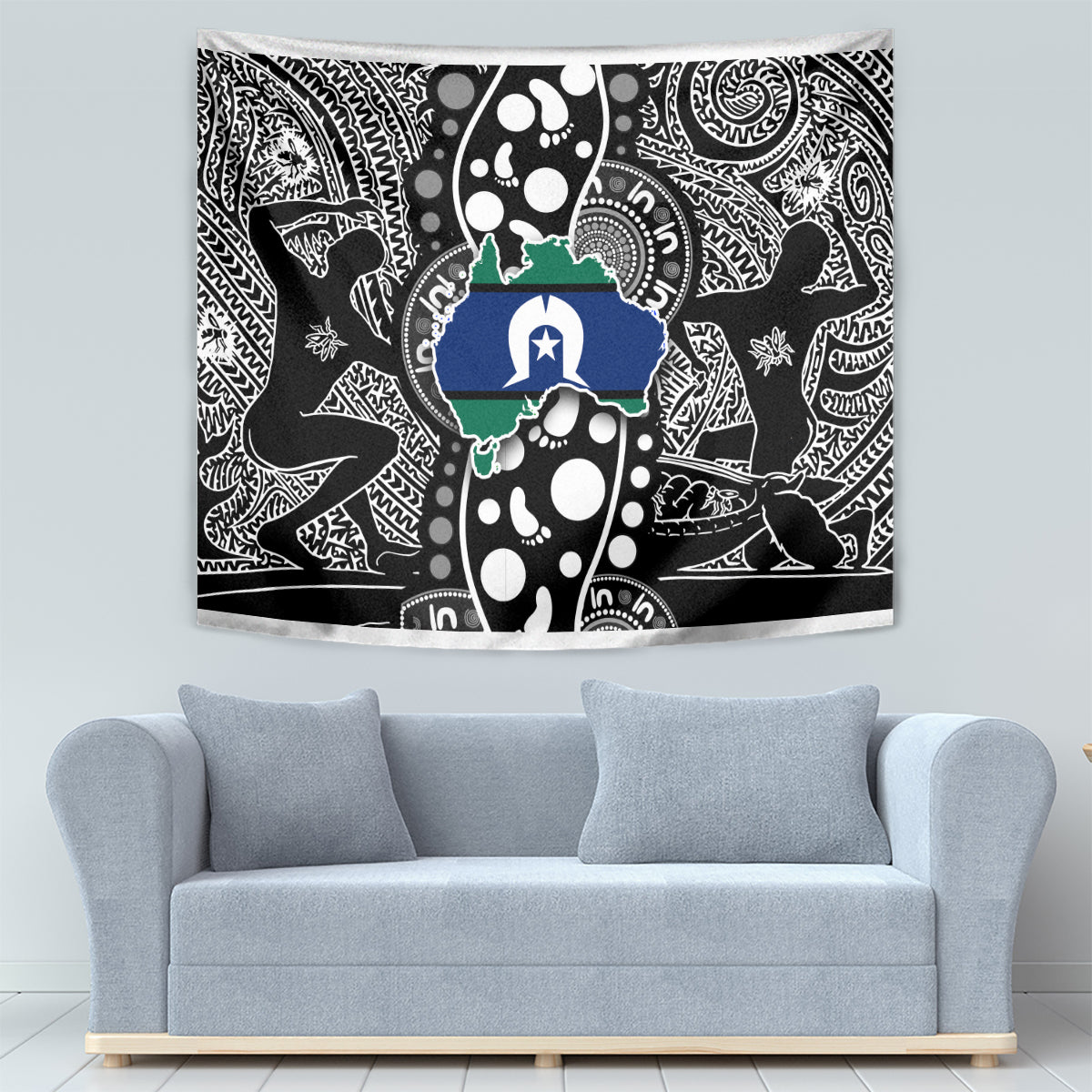 Torest Trait Islands Map Mix Aboriginal Pattern Tapestry