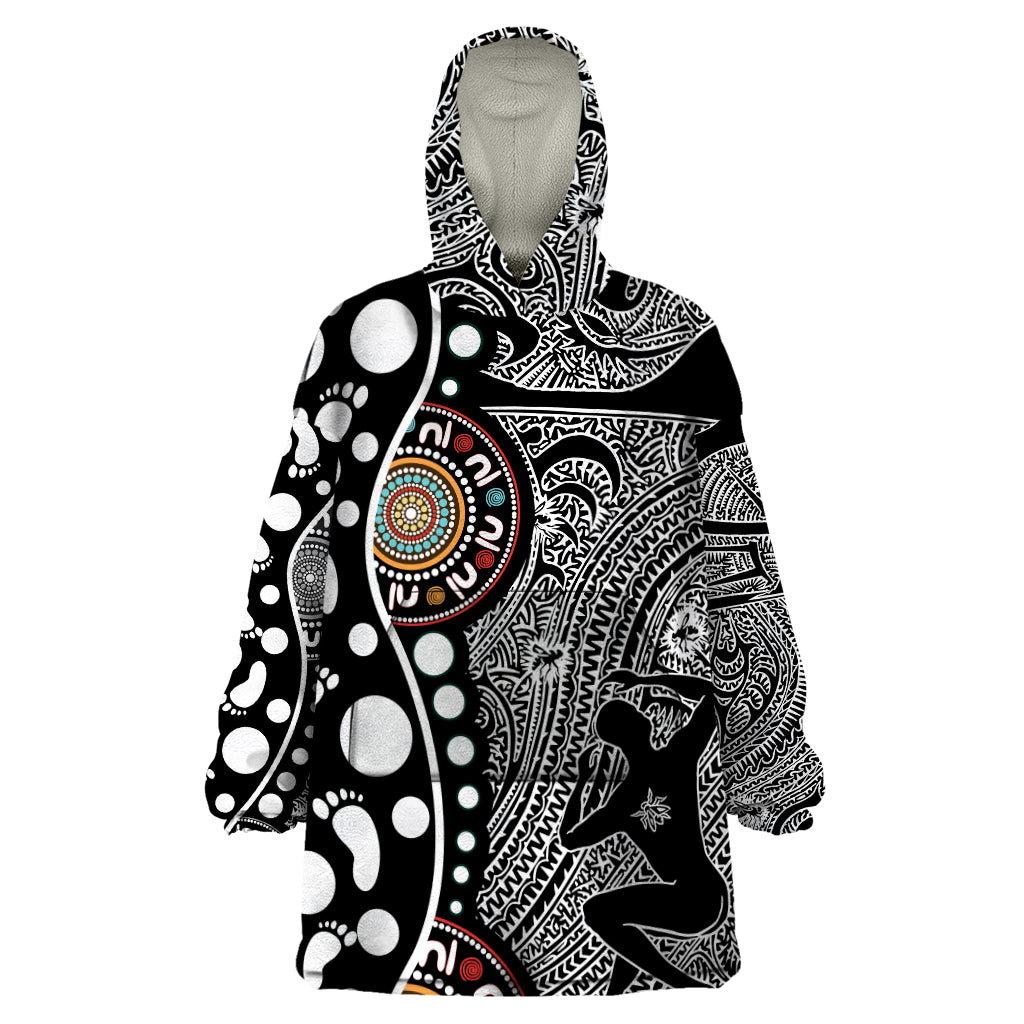 Torest Trait Islands Map Mix Aboriginal Pattern Wearable Blanket Hoodie