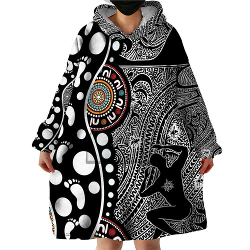 Torest Trait Islands Map Mix Aboriginal Pattern Wearable Blanket Hoodie