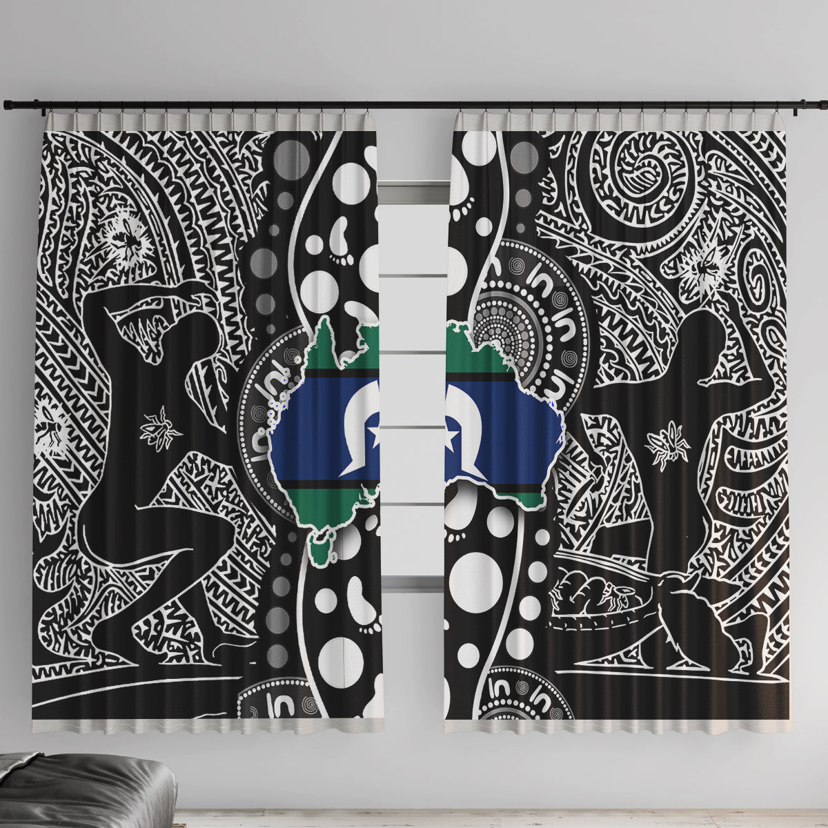 Torest Trait Islands Map Mix Aboriginal Pattern Window Curtain
