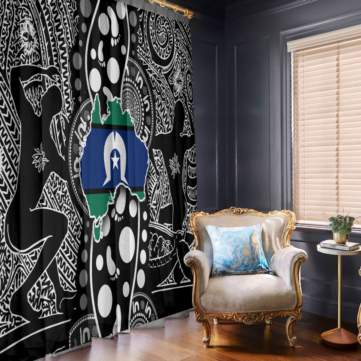 Torest Trait Islands Map Mix Aboriginal Pattern Window Curtain