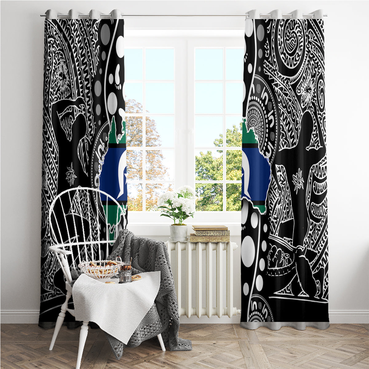 Torest Trait Islands Map Mix Aboriginal Pattern Window Curtain