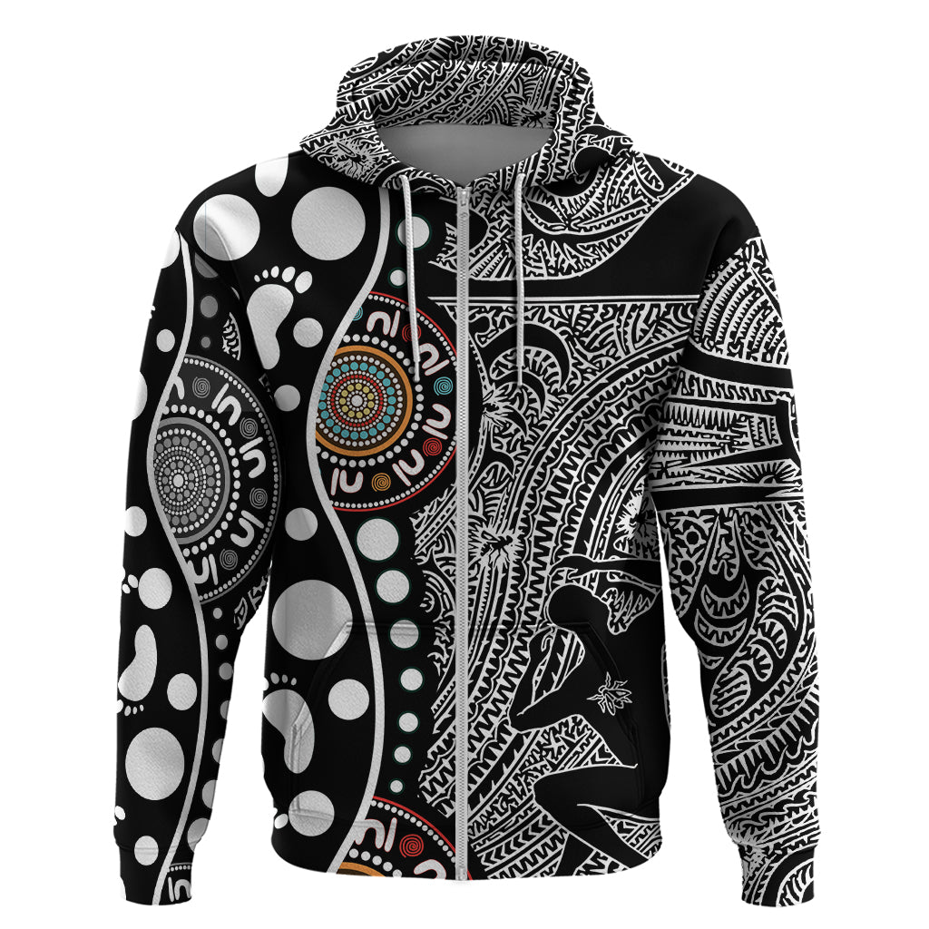 Torest Trait Islands Map Mix Aboriginal Pattern Zip Hoodie
