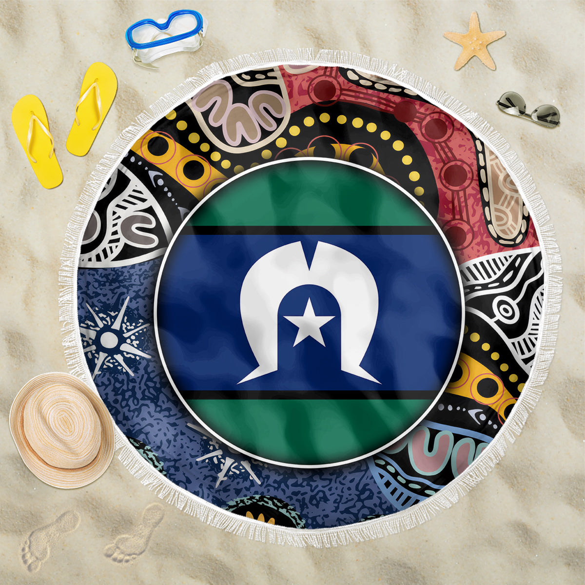 Torest Trait Islands Mix Aboriginal Pattern Beach Blanket