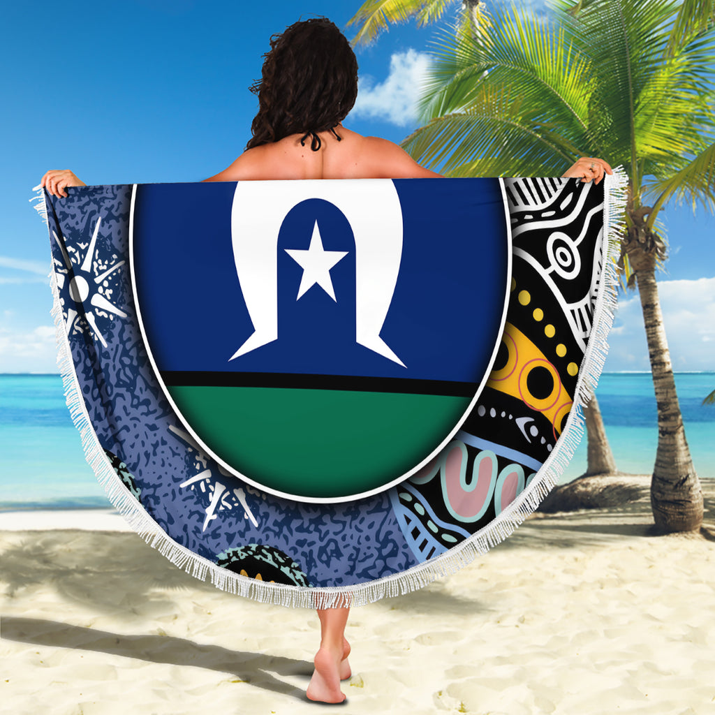 Torest Trait Islands Mix Aboriginal Pattern Beach Blanket