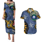 Torest Trait Islands Mix Aboriginal Pattern Couples Matching Puletasi and Hawaiian Shirt