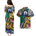 Torest Trait Islands Mix Aboriginal Pattern Couples Matching Puletasi and Hawaiian Shirt