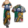 Torest Trait Islands Mix Aboriginal Pattern Couples Matching Summer Maxi Dress and Hawaiian Shirt