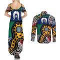 Torest Trait Islands Mix Aboriginal Pattern Couples Matching Summer Maxi Dress and Long Sleeve Button Shirt