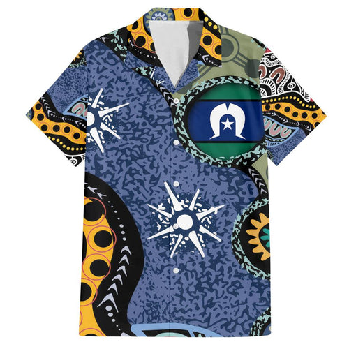 Torest Trait Islands Mix Aboriginal Pattern Family Matching Long Sleeve Bodycon Dress and Hawaiian Shirt