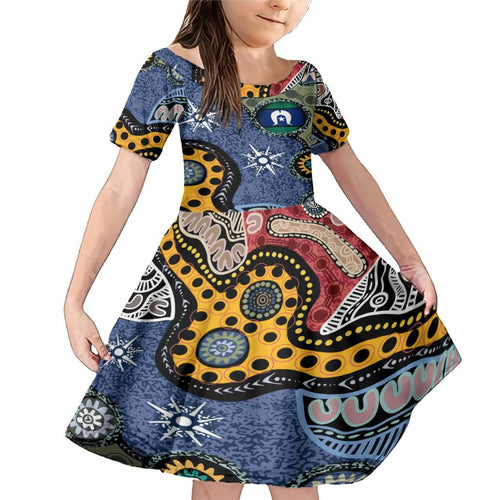 Torest Trait Islands Mix Aboriginal Pattern Family Matching Mermaid Dress and Hawaiian Shirt