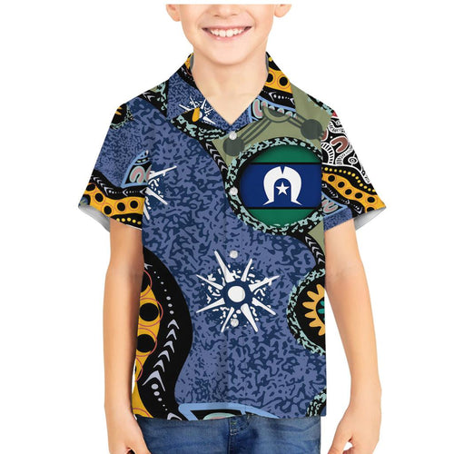 Torest Trait Islands Mix Aboriginal Pattern Family Matching Mermaid Dress and Hawaiian Shirt