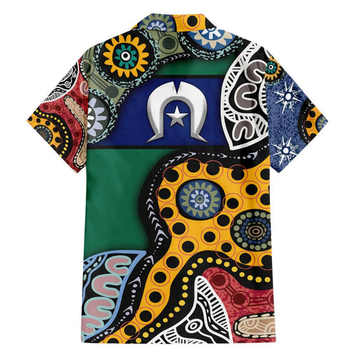 Torest Trait Islands Mix Aboriginal Pattern Family Matching Off Shoulder Maxi Dress and Hawaiian Shirt