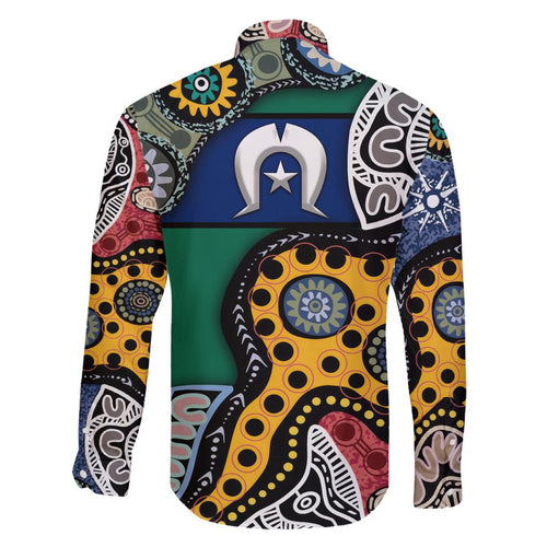 Torest Trait Islands Mix Aboriginal Pattern Family Matching Off Shoulder Short Dress and Hawaiian Shirt
