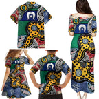 Torest Trait Islands Mix Aboriginal Pattern Family Matching Puletasi and Hawaiian Shirt