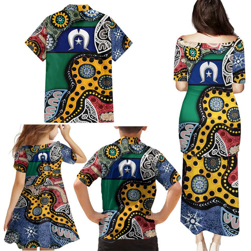 Torest Trait Islands Mix Aboriginal Pattern Family Matching Puletasi and Hawaiian Shirt