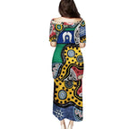 Torest Trait Islands Mix Aboriginal Pattern Family Matching Puletasi and Hawaiian Shirt