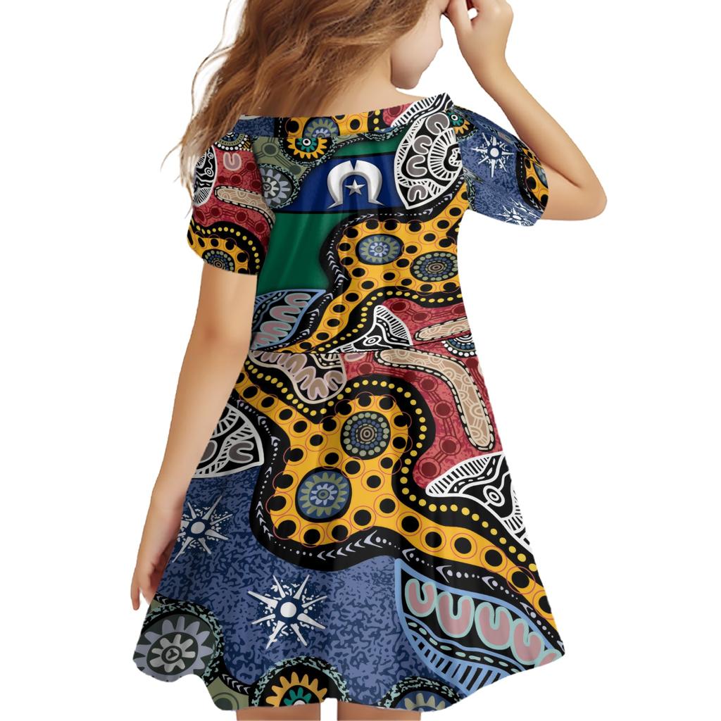 Torest Trait Islands Mix Aboriginal Pattern Family Matching Short Sleeve Bodycon Dress and Hawaiian Shirt