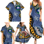 Torest Trait Islands Mix Aboriginal Pattern Family Matching Summer Maxi Dress and Hawaiian Shirt