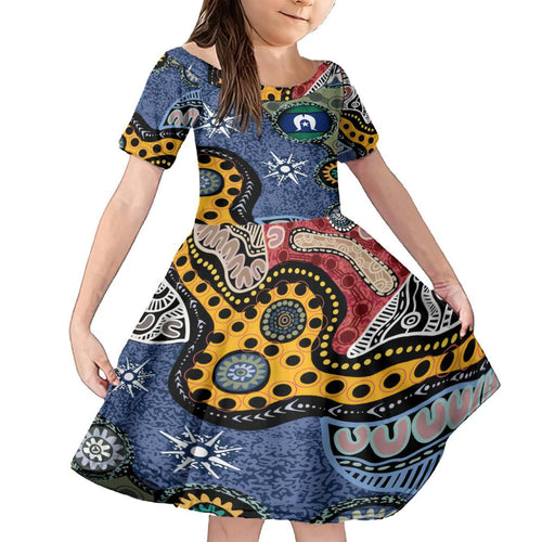 Torest Trait Islands Mix Aboriginal Pattern Family Matching Summer Maxi Dress and Hawaiian Shirt