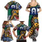 Torest Trait Islands Mix Aboriginal Pattern Family Matching Summer Maxi Dress and Hawaiian Shirt