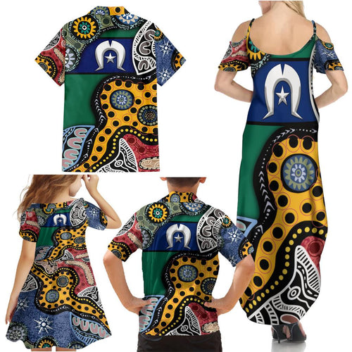 Torest Trait Islands Mix Aboriginal Pattern Family Matching Summer Maxi Dress and Hawaiian Shirt