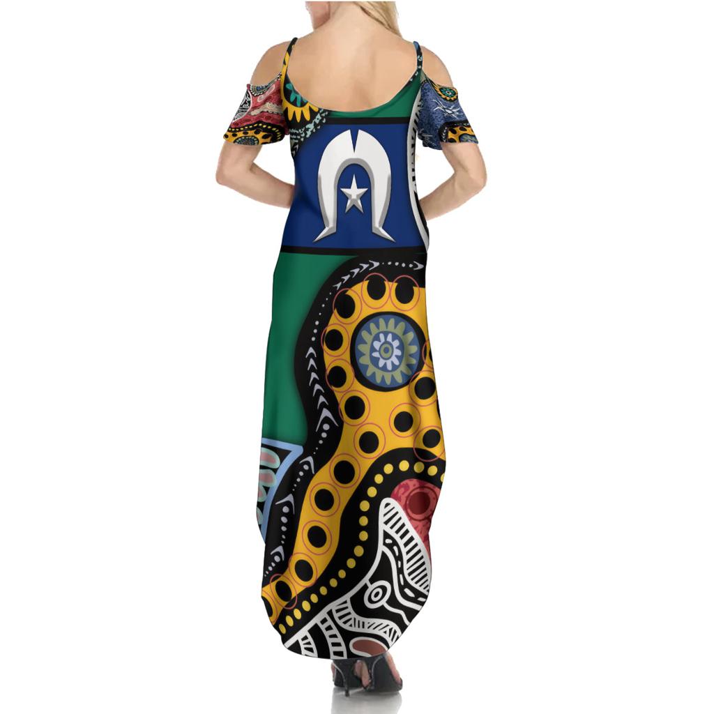 Torest Trait Islands Mix Aboriginal Pattern Family Matching Summer Maxi Dress and Hawaiian Shirt