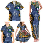 Torest Trait Islands Mix Aboriginal Pattern Family Matching Tank Maxi Dress and Hawaiian Shirt