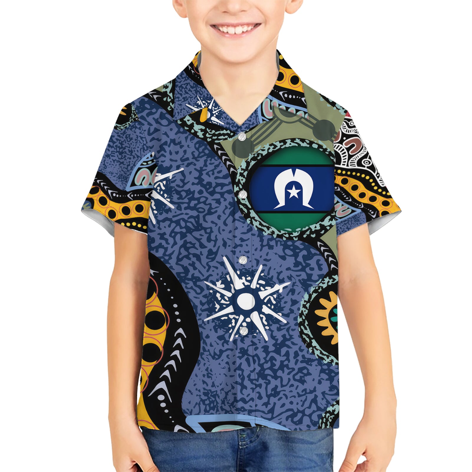 Torest Trait Islands Mix Aboriginal Pattern Kid Hawaiian Shirt