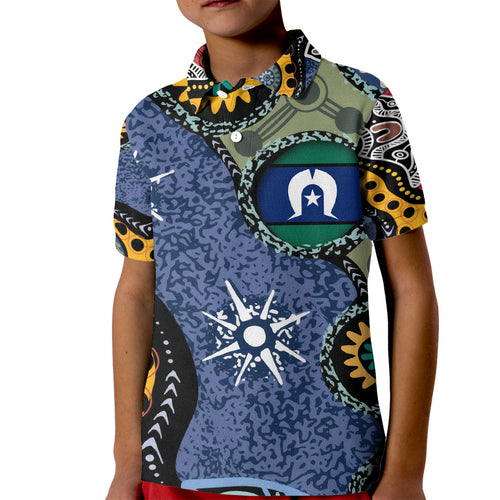 Torest Trait Islands Mix Aboriginal Pattern Kid Polo Shirt