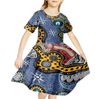 Torest Trait Islands Mix Aboriginal Pattern Kid Short Sleeve Dress