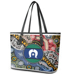 Torest Trait Islands Mix Aboriginal Pattern Leather Tote Bag