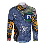 Torest Trait Islands Mix Aboriginal Pattern Long Sleeve Button Shirt