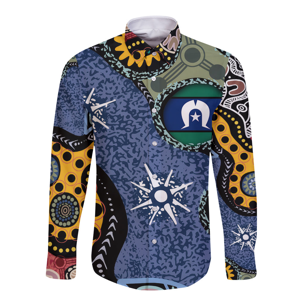 Torest Trait Islands Mix Aboriginal Pattern Long Sleeve Button Shirt