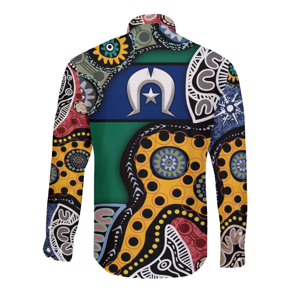 Torest Trait Islands Mix Aboriginal Pattern Long Sleeve Button Shirt