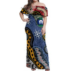 Torest Trait Islands Mix Aboriginal Pattern Off Shoulder Maxi Dress