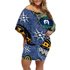Torest Trait Islands Mix Aboriginal Pattern Off Shoulder Short Dress