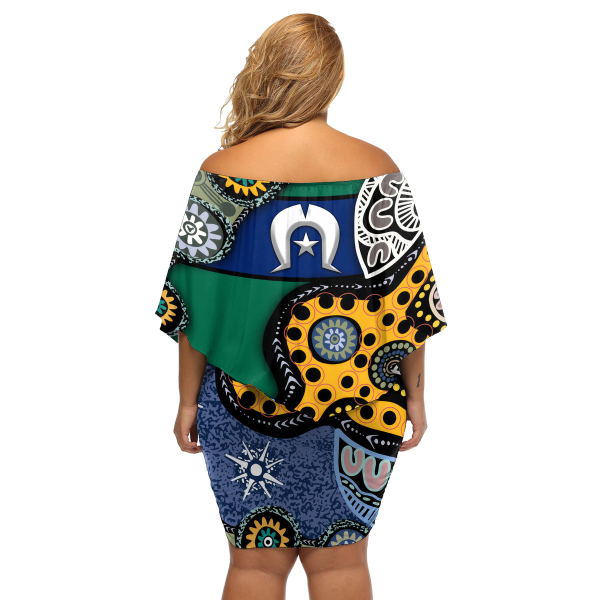 Torest Trait Islands Mix Aboriginal Pattern Off Shoulder Short Dress
