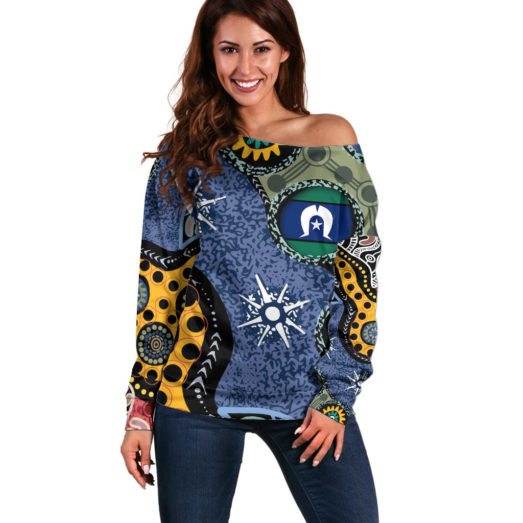 Torest Trait Islands Mix Aboriginal Pattern Off Shoulder Sweater