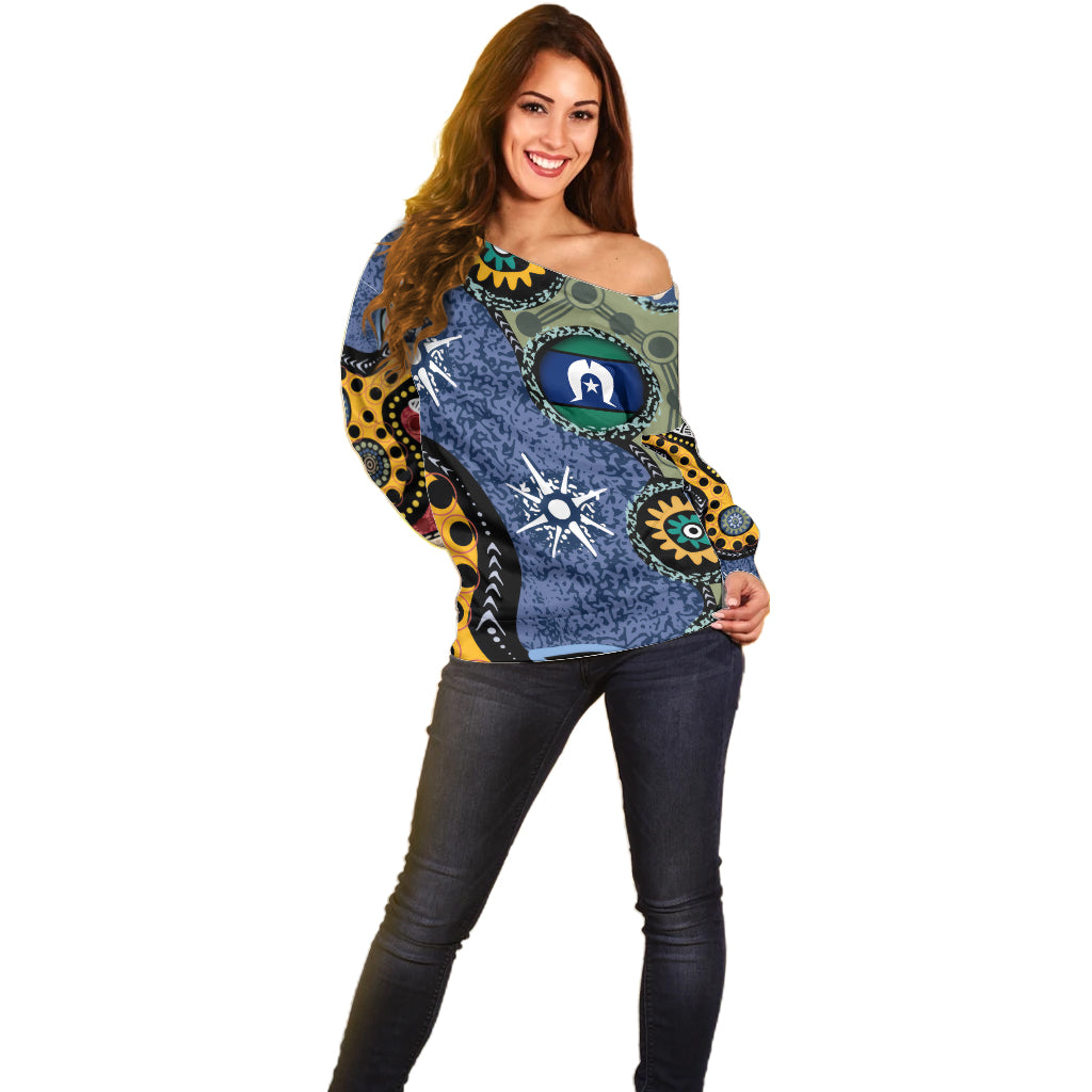 Torest Trait Islands Mix Aboriginal Pattern Off Shoulder Sweater