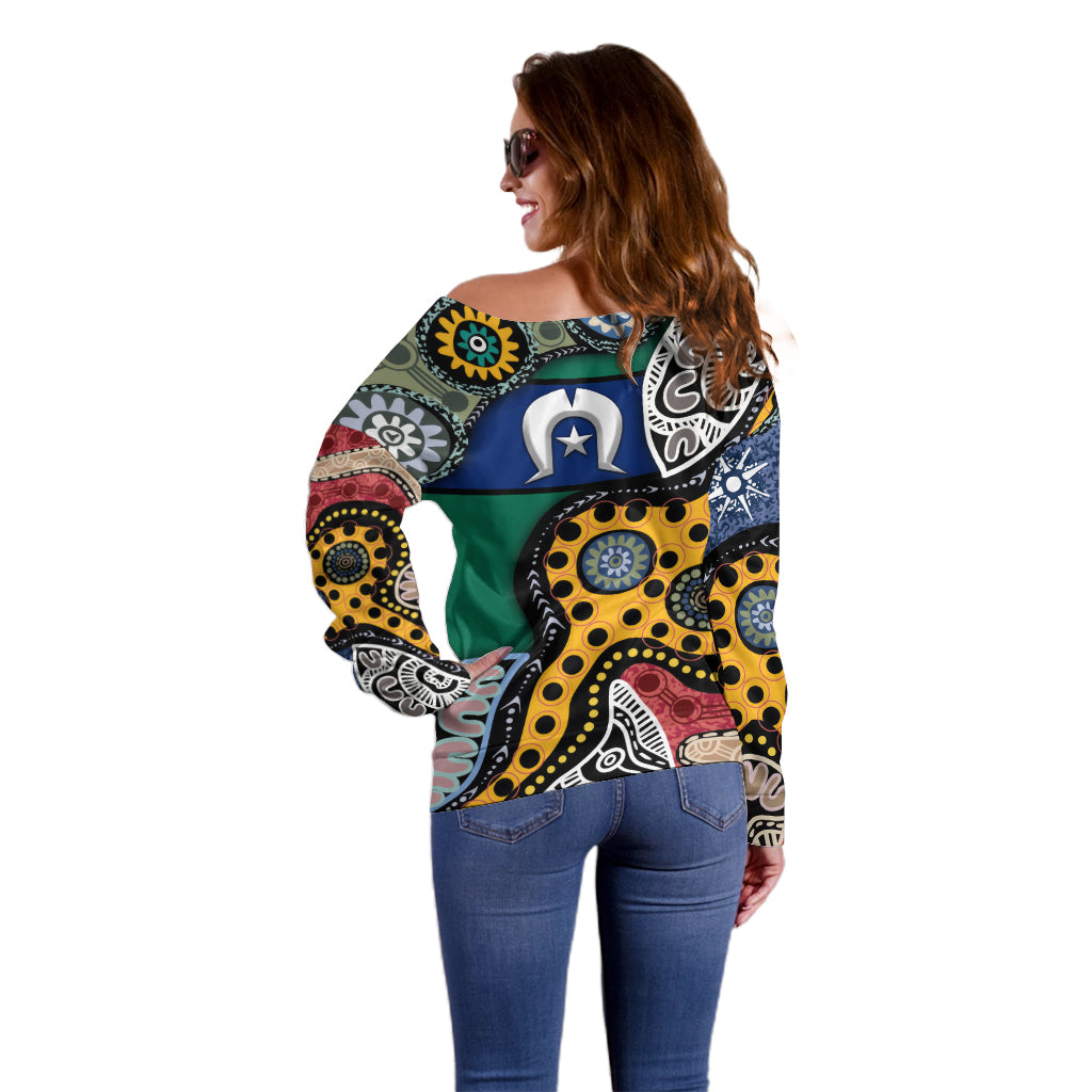 Torest Trait Islands Mix Aboriginal Pattern Off Shoulder Sweater