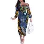 Torest Trait Islands Mix Aboriginal Pattern Off The Shoulder Long Sleeve Dress