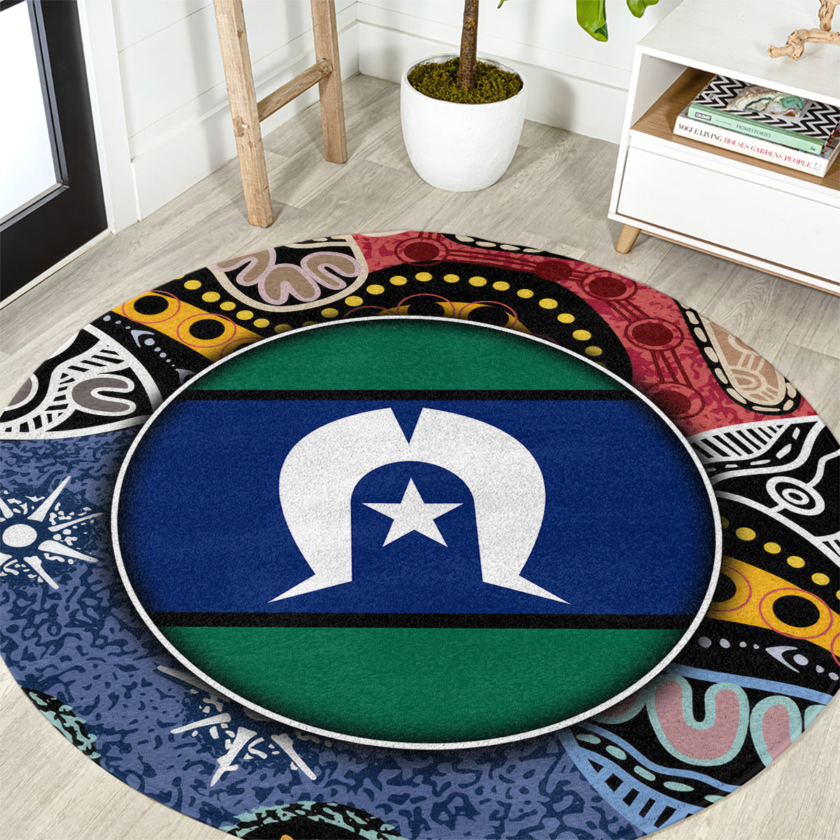 Torest Trait Islands Mix Aboriginal Pattern Round Carpet
