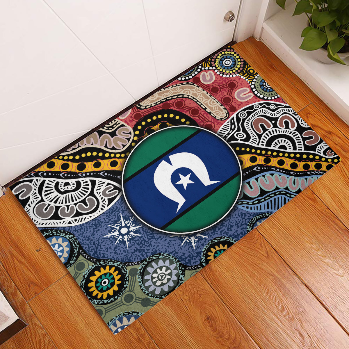 Torest Trait Islands Mix Aboriginal Pattern Rubber Doormat