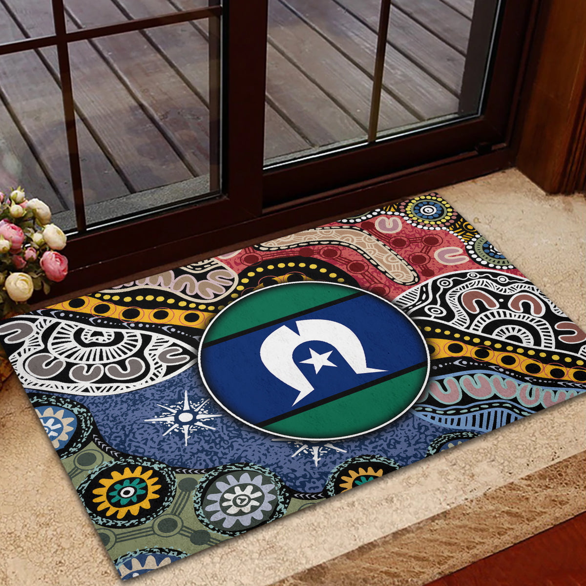 Torest Trait Islands Mix Aboriginal Pattern Rubber Doormat